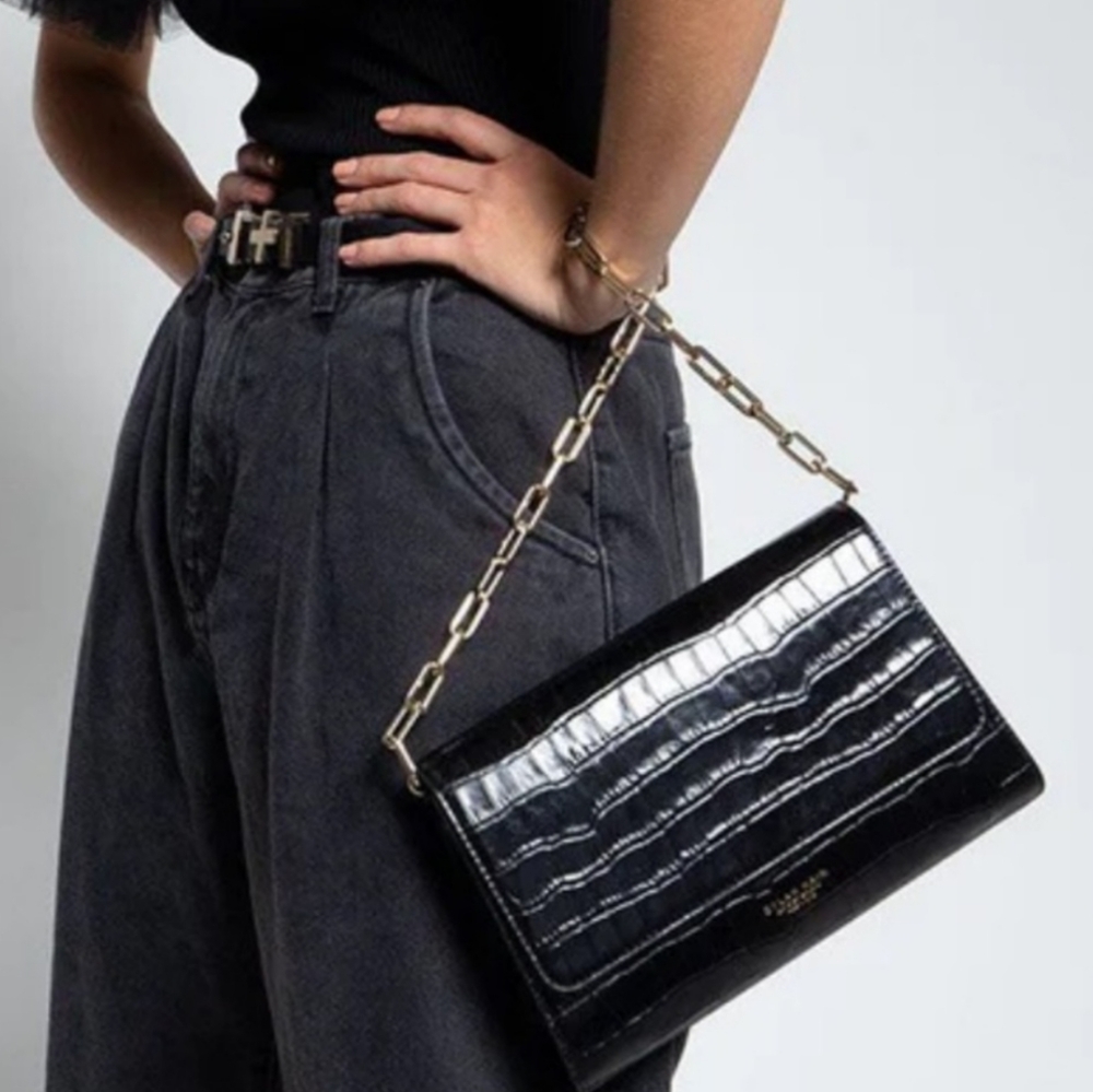 Dylan Kain Mathilde Chain Italian Leather Gold Chain Purse